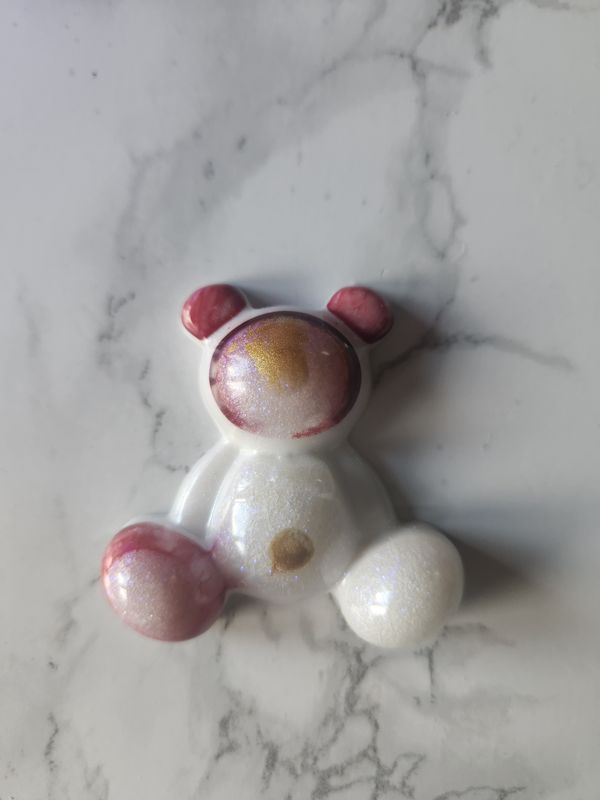 Ourson assis astro blanc, rouge et or