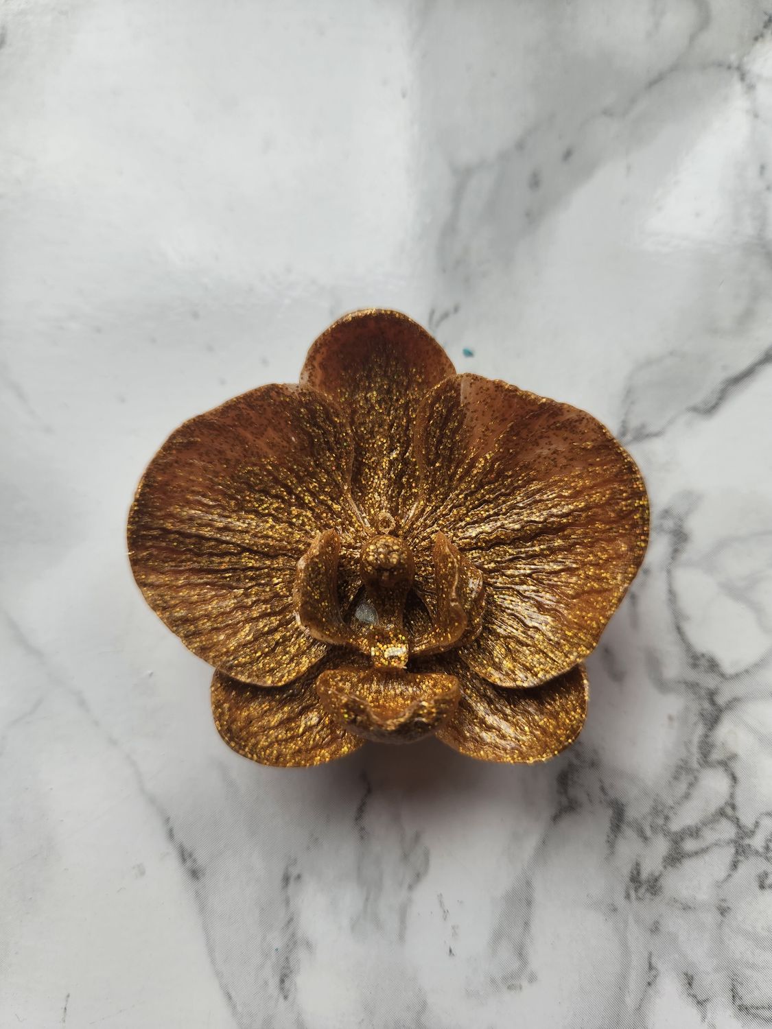 Magnet orchidée or pailleté