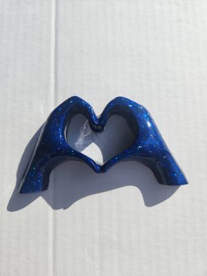 Mains 3d forme coeur mini bleu nuit pailleté
