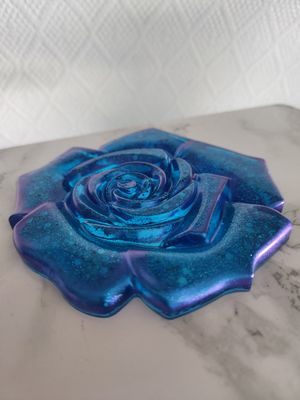Sous verre Rose bleu pailleté et contours caméléon