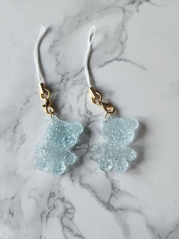 Bijou ourson cristaux bleu translucide