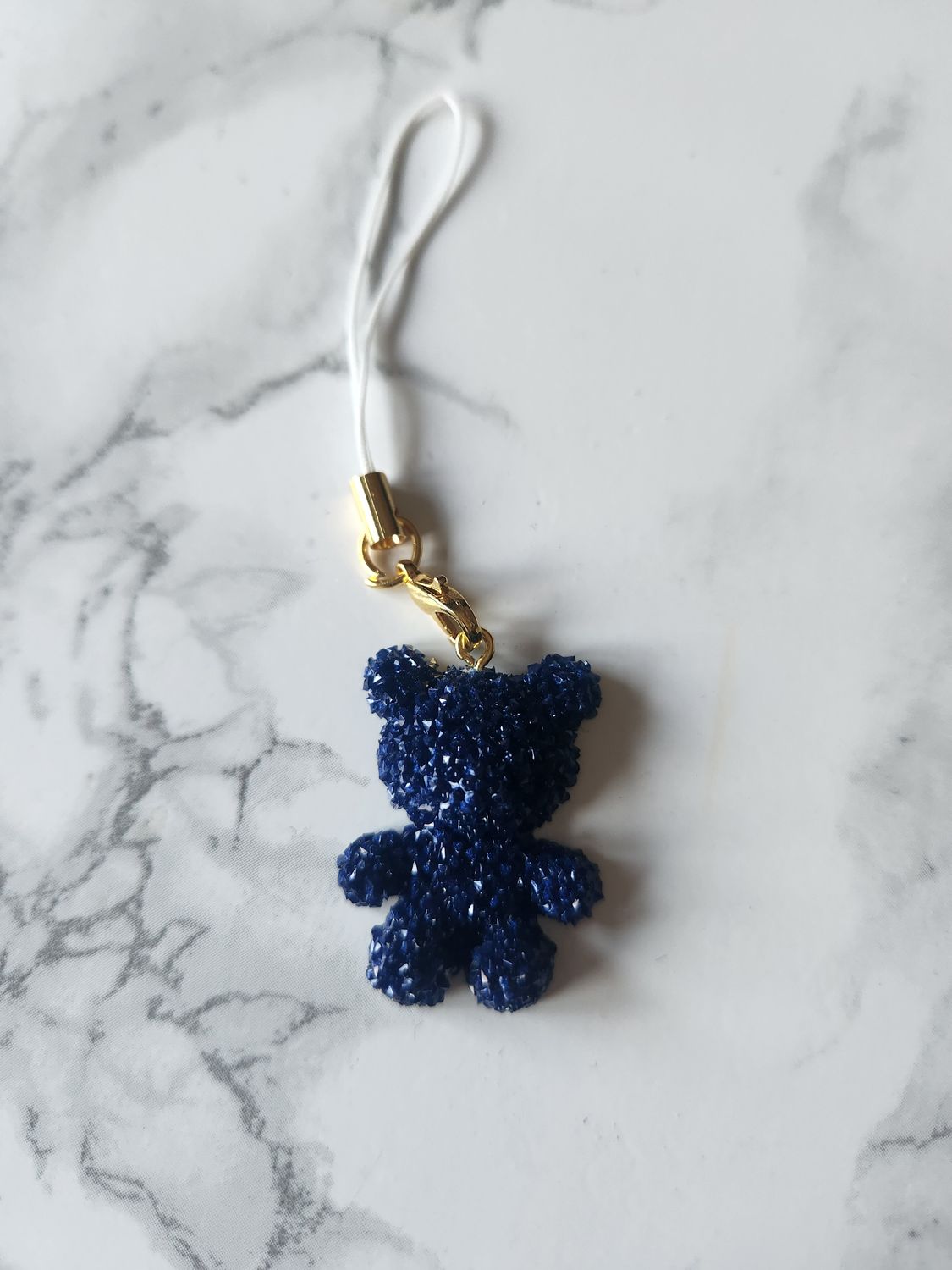 Bijou ourson cristaux bleu foncé