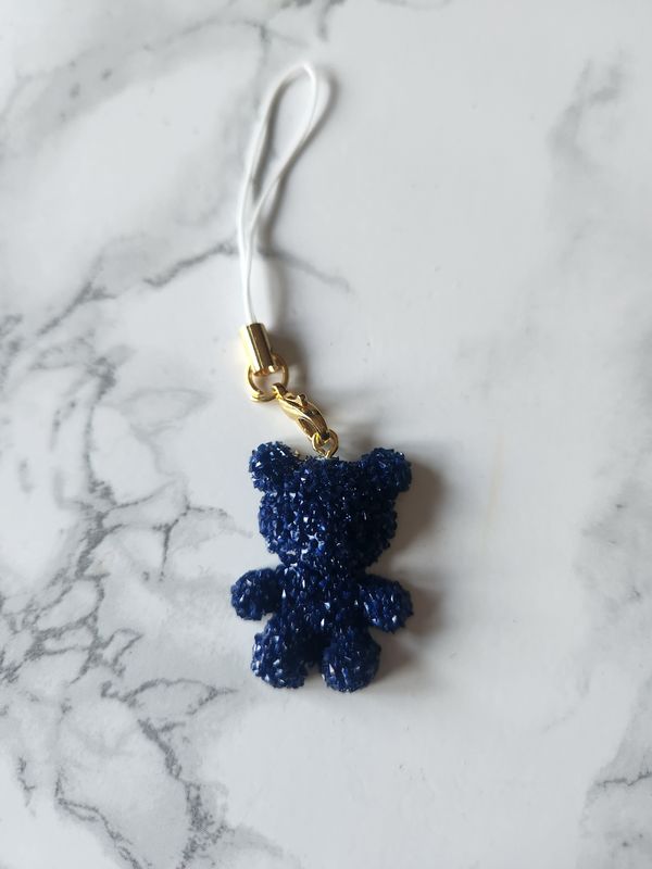 Bijou ourson cristaux bleu foncé