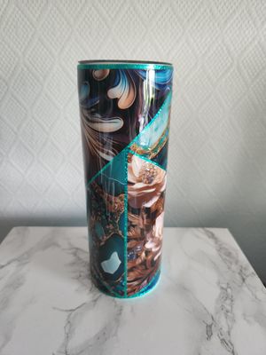 Tumbler / gobelet isotherme mix rose géode turquoise