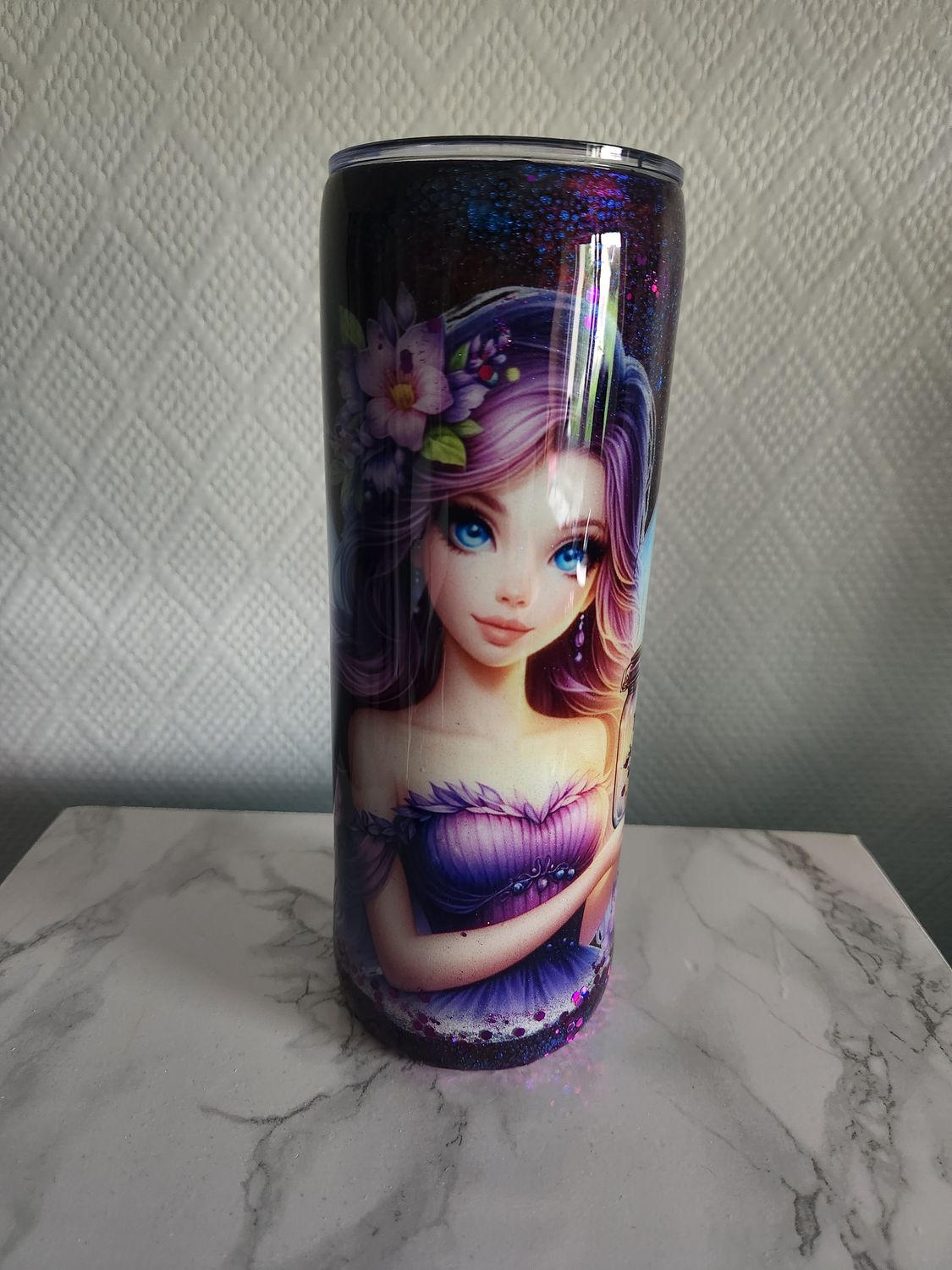 Tumbler / gobelet isotherme fée violette effet dragon