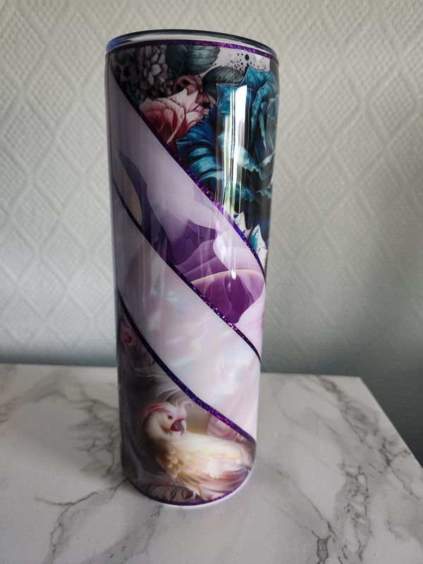 Tumbler / gobelet isotherme mix oiseaux roses bleues