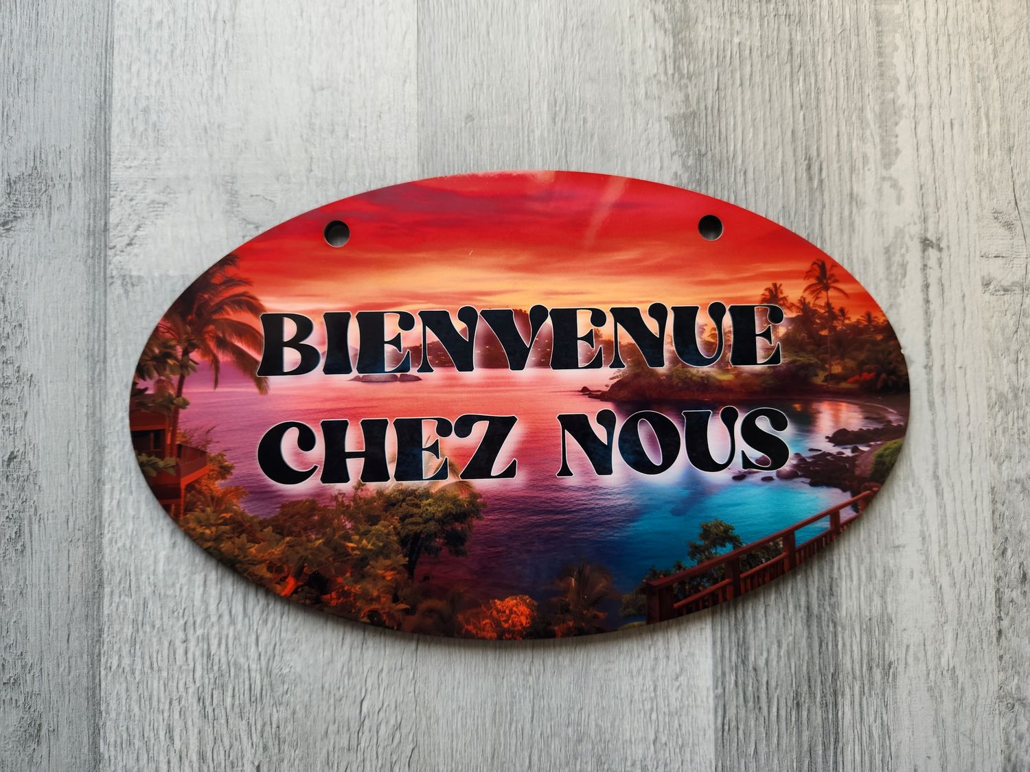 Plaque de bienvenue en bois