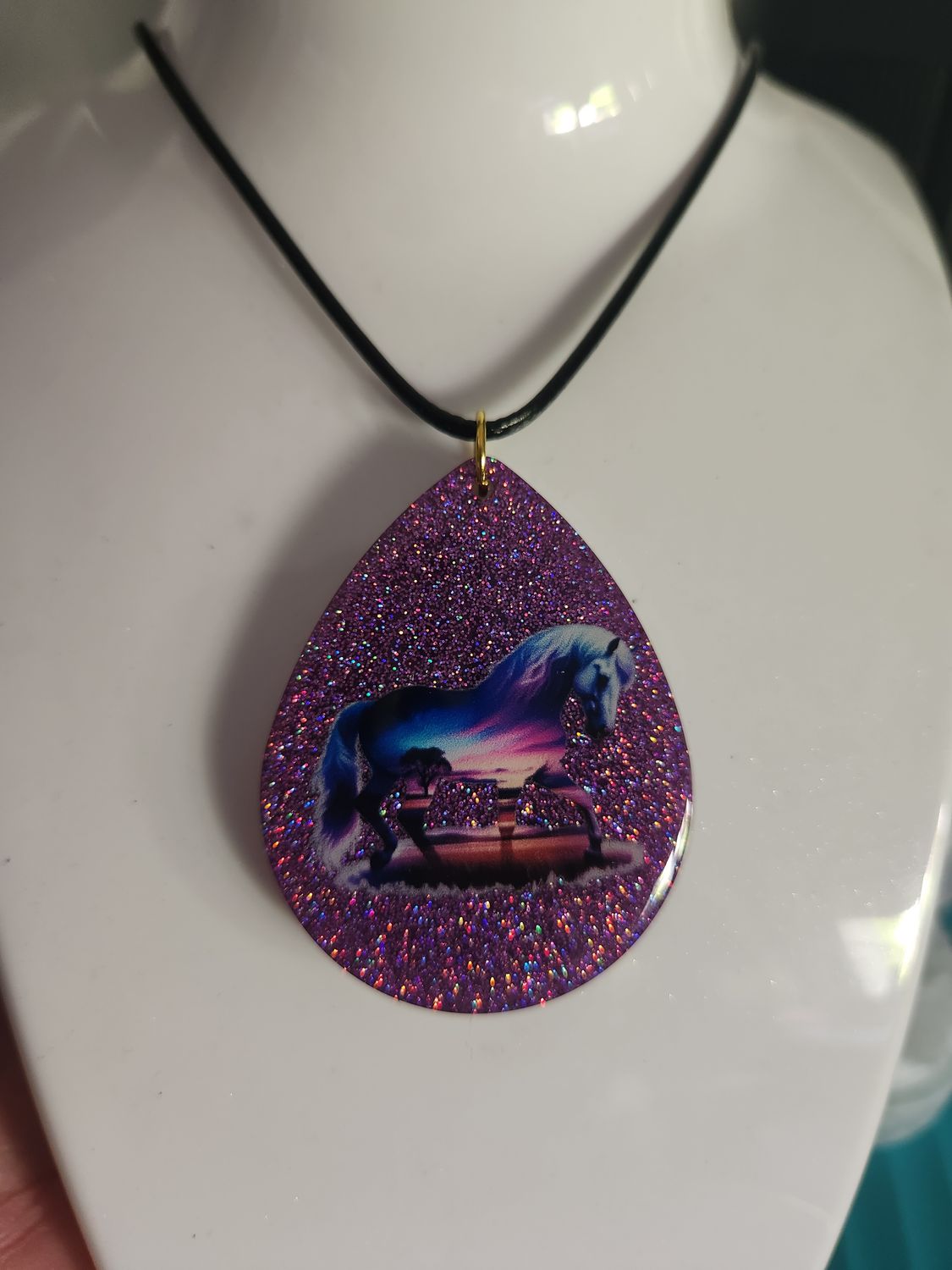 Collier goutte cheval paysage