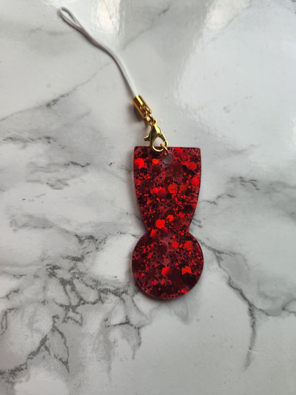 Jeton de caddie rouge pailleté strap blanc