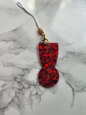 Jeton de caddie rouge pailleté strap blanc
