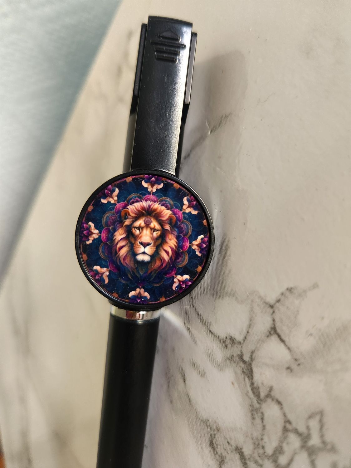 Stylo 3 en 1 noir lion fleuri #2