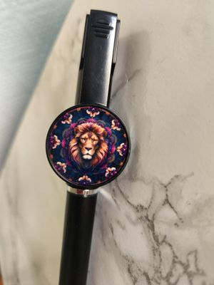 Stylo 3 en 1 noir lion fleuri #2