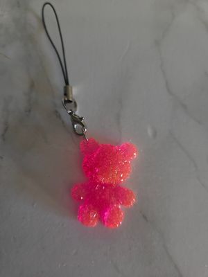 Bijou ourson cristaux rose fluo