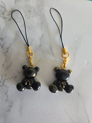 Bijou mini ourson noeud noir et or