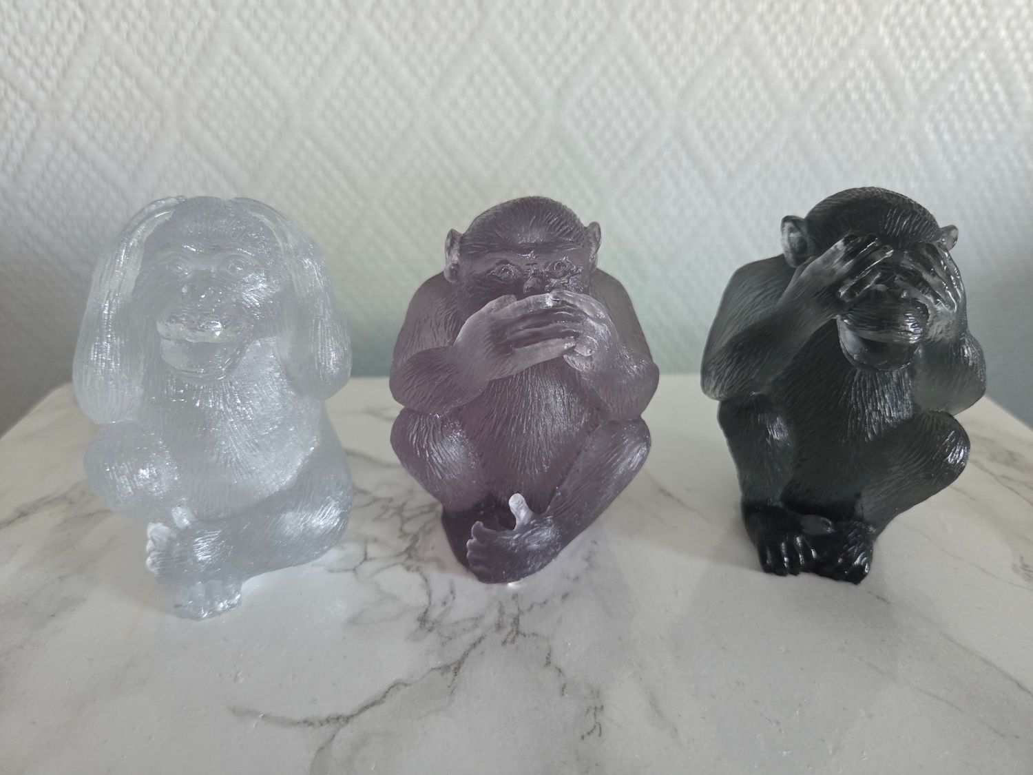 Trio singes de la sagesse degradé de gris au noir