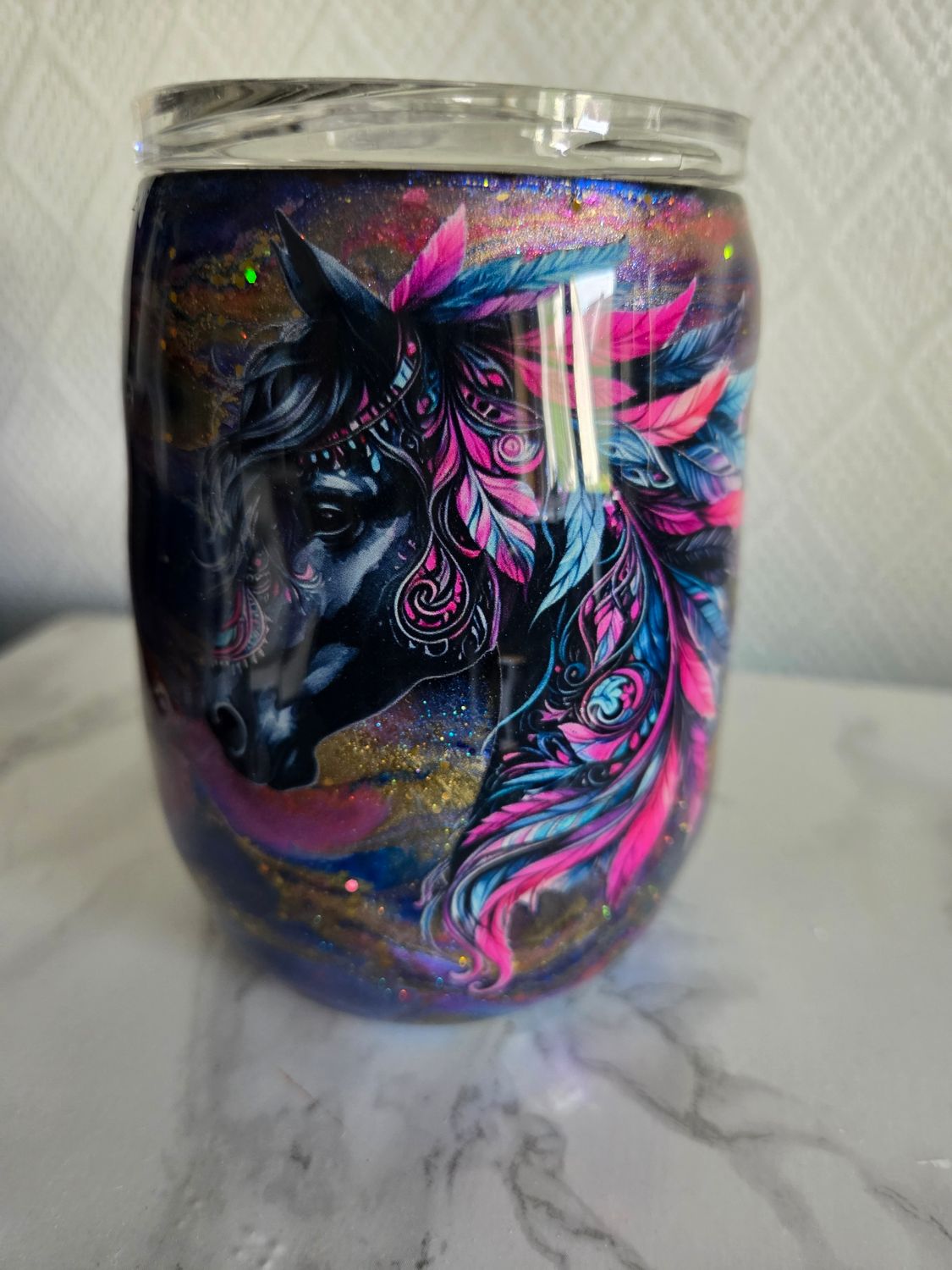 Cup boule isotherme chevaux et résine