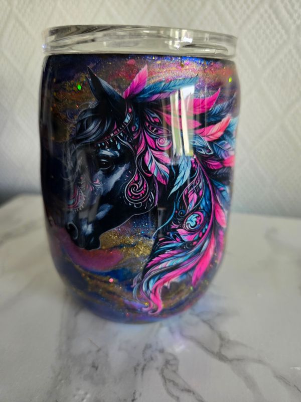 Cup boule isotherme chevaux et résine