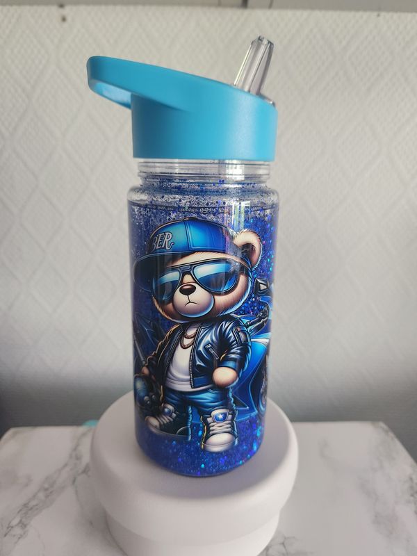 Gobelet enfant double paroi bleu personnalisé