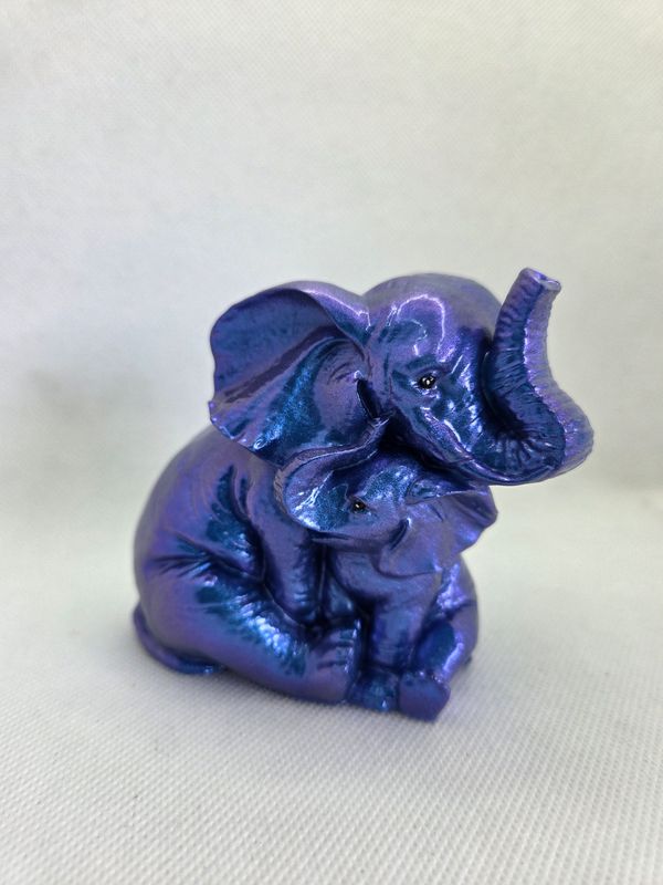 Maman éléphant et son bébé bleu personnalisé