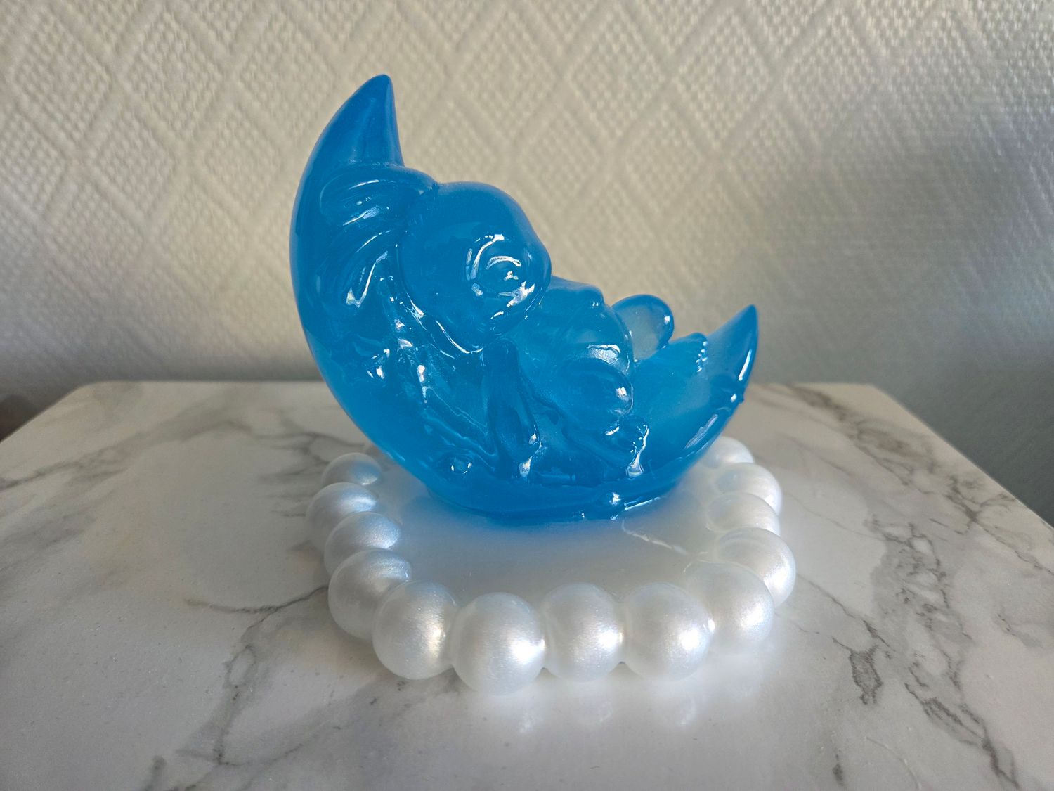 Veilleuse lune lapin bleu phosphorescent