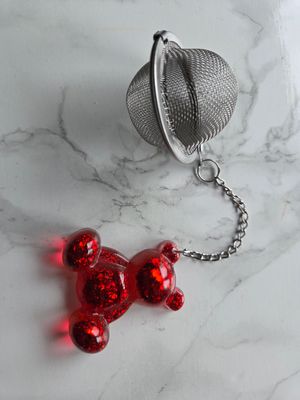 Boule à thé ourson rouge pailleté