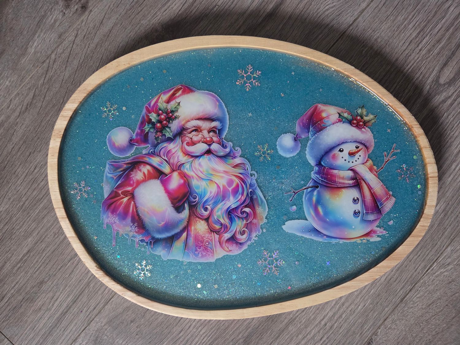 Plateau Père Noël et Snowman holo