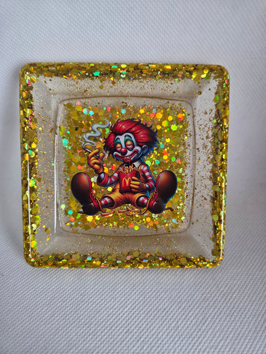 Coupelle carré doré pailleté Ronald