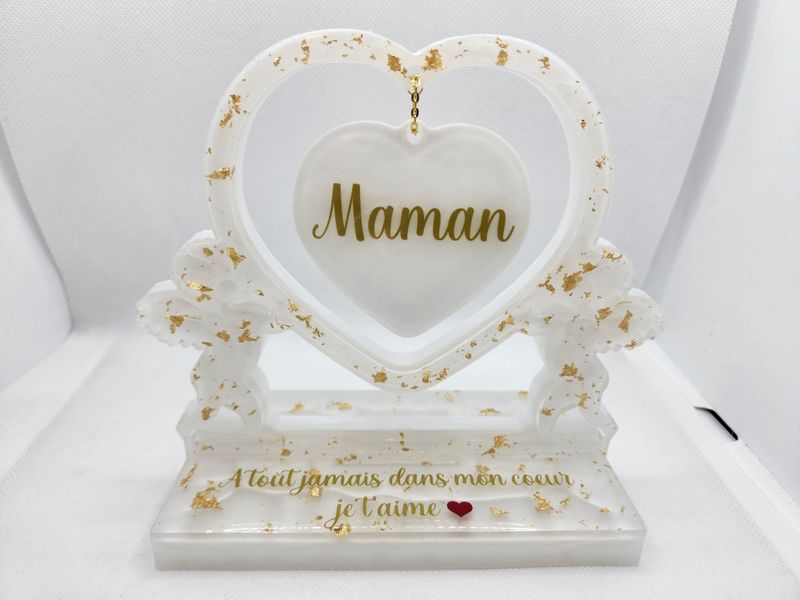 Cadre double coeur anges personnalisé