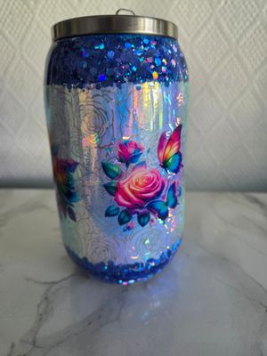 Canette Roses bleu holo 350ml Canette Roses bleu holo 350ml