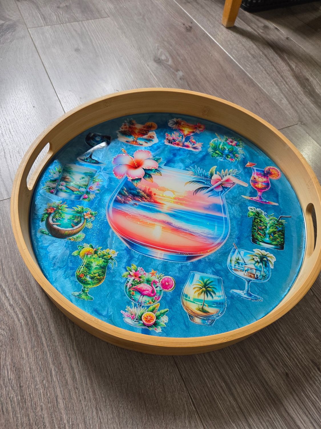 Plateau de service Cocktails exotiques