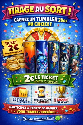 Ticket de Tirage au Sort – Gagnez un Tumbler 20oz au Choix Ticket de Tirage au Sort – Gagnez un Tumbler 20oz au Choix