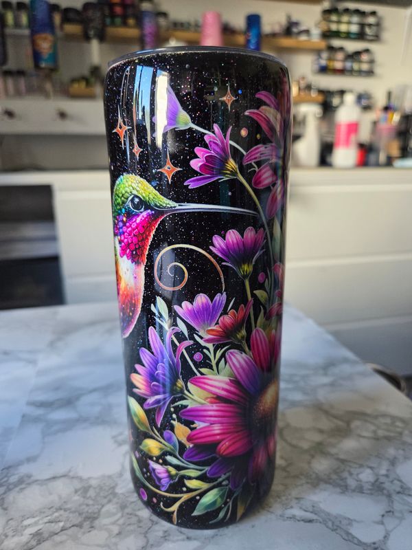 N° 13 Tumbler colibri noir pailleté holo