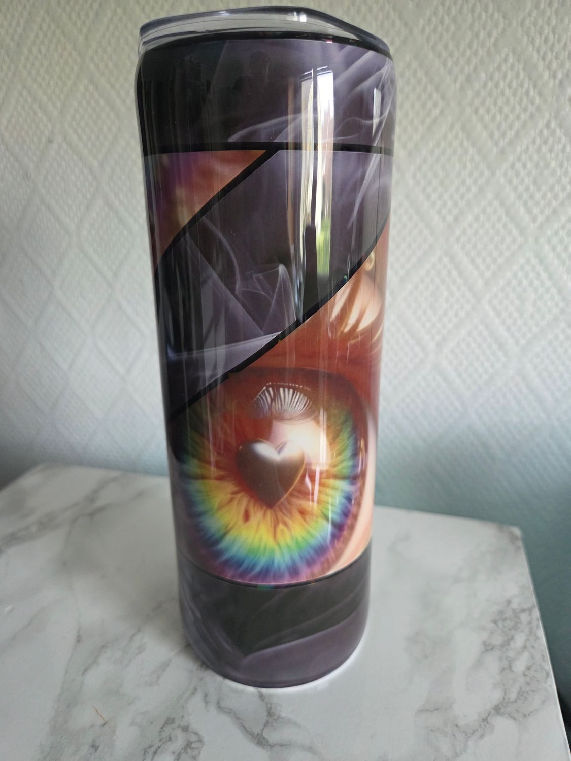 N°3 Tumbler / gobelet isotherme mix oeil arc en ciel /fumée