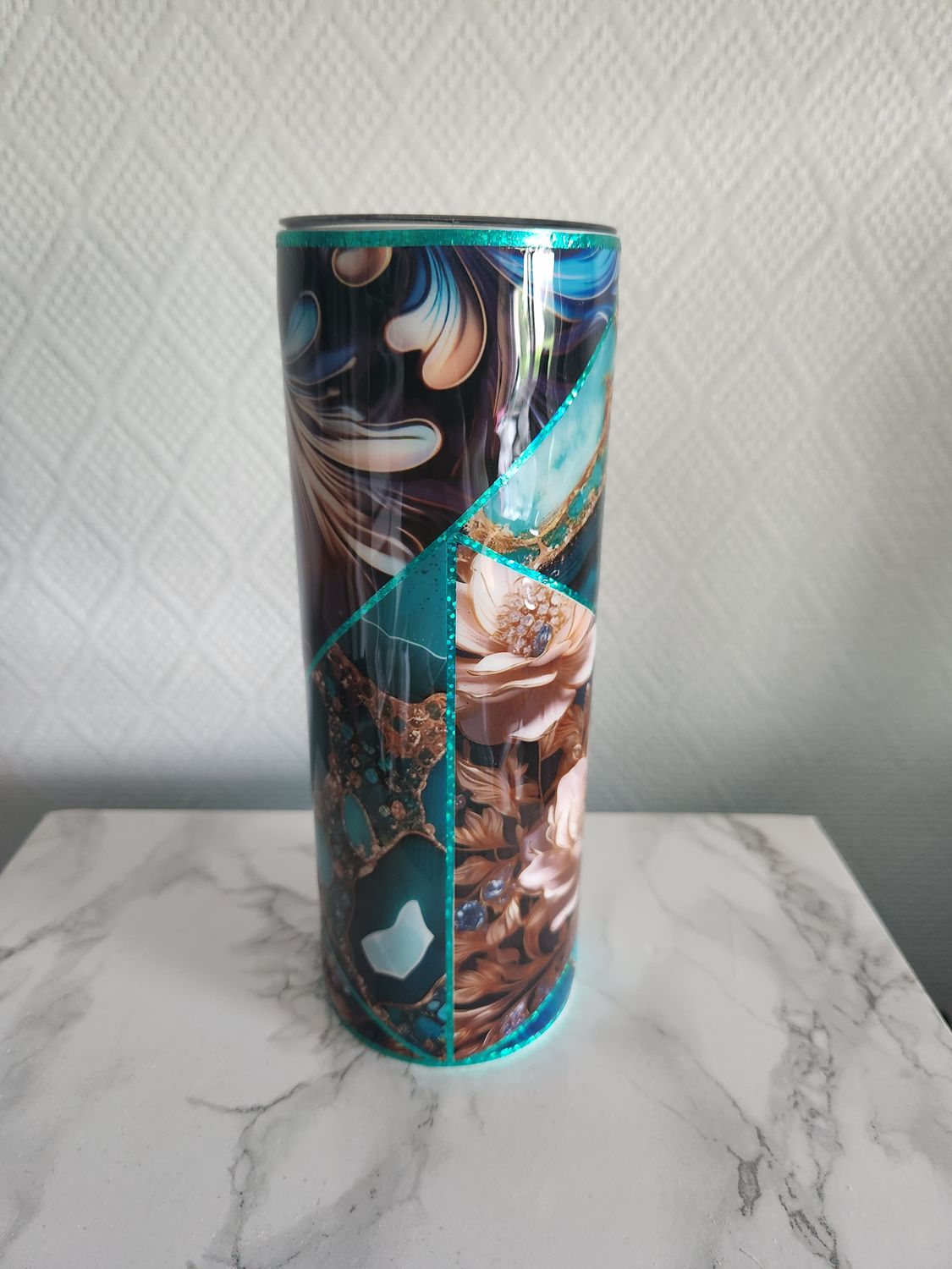 N°4 Tumbler / gobelet isotherme mix rose géode turquoise