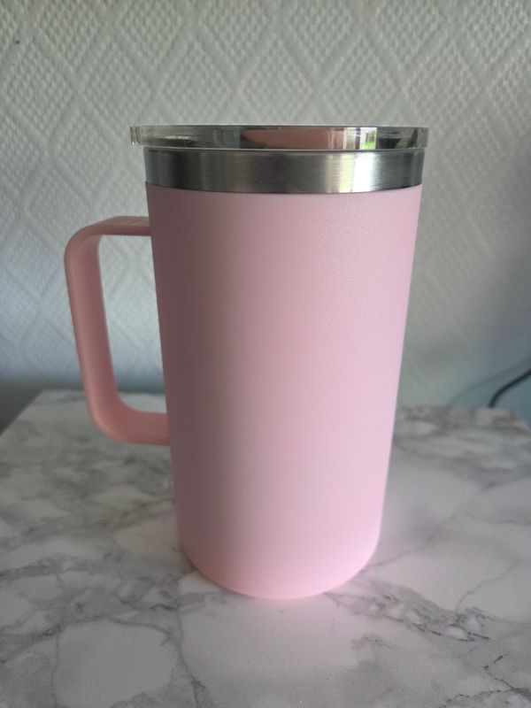 Tasse isotherme poignée carrée grand format rose clair  710ml