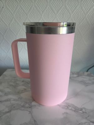 Tasse isotherme poignée carrée grand format rose clair  710ml
