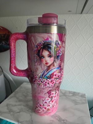 Maxi Tumbler 1L2 Geisha Pink flowers