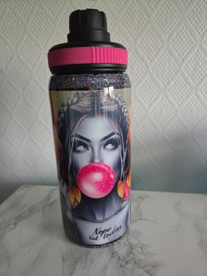 Bouteille sport mix bubble gum bouchon rose