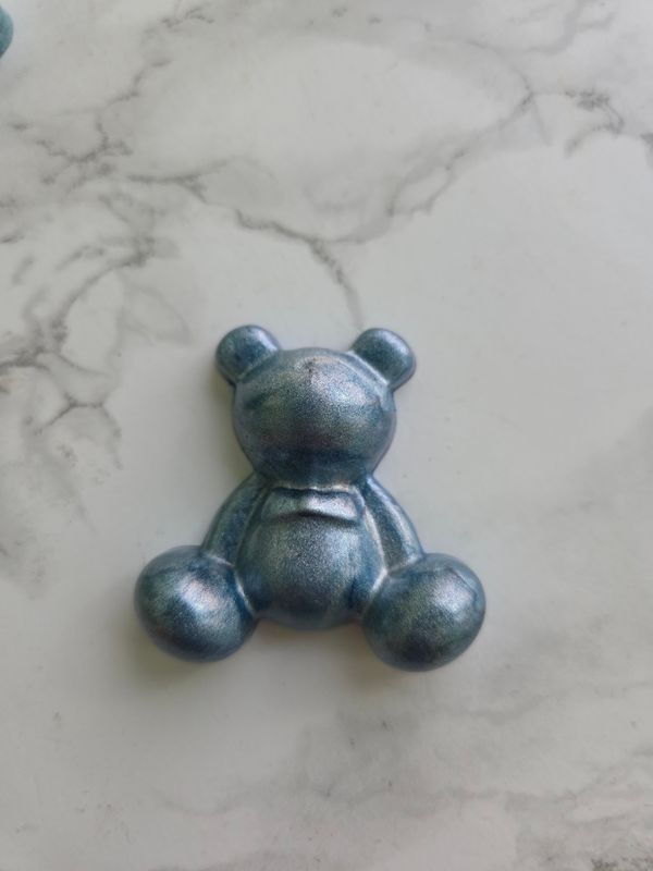 Ourson assis marbré bleu gris