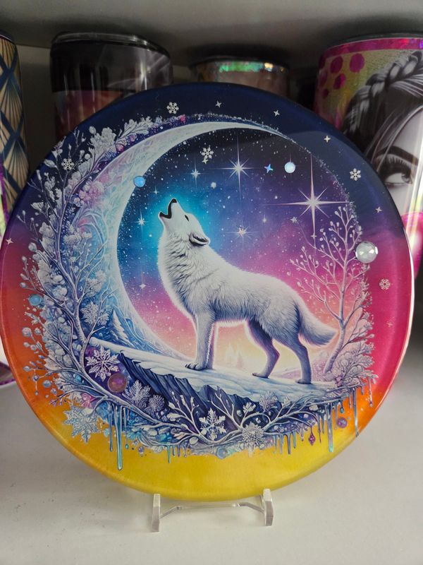 Déco loup & lune coucher de soleil