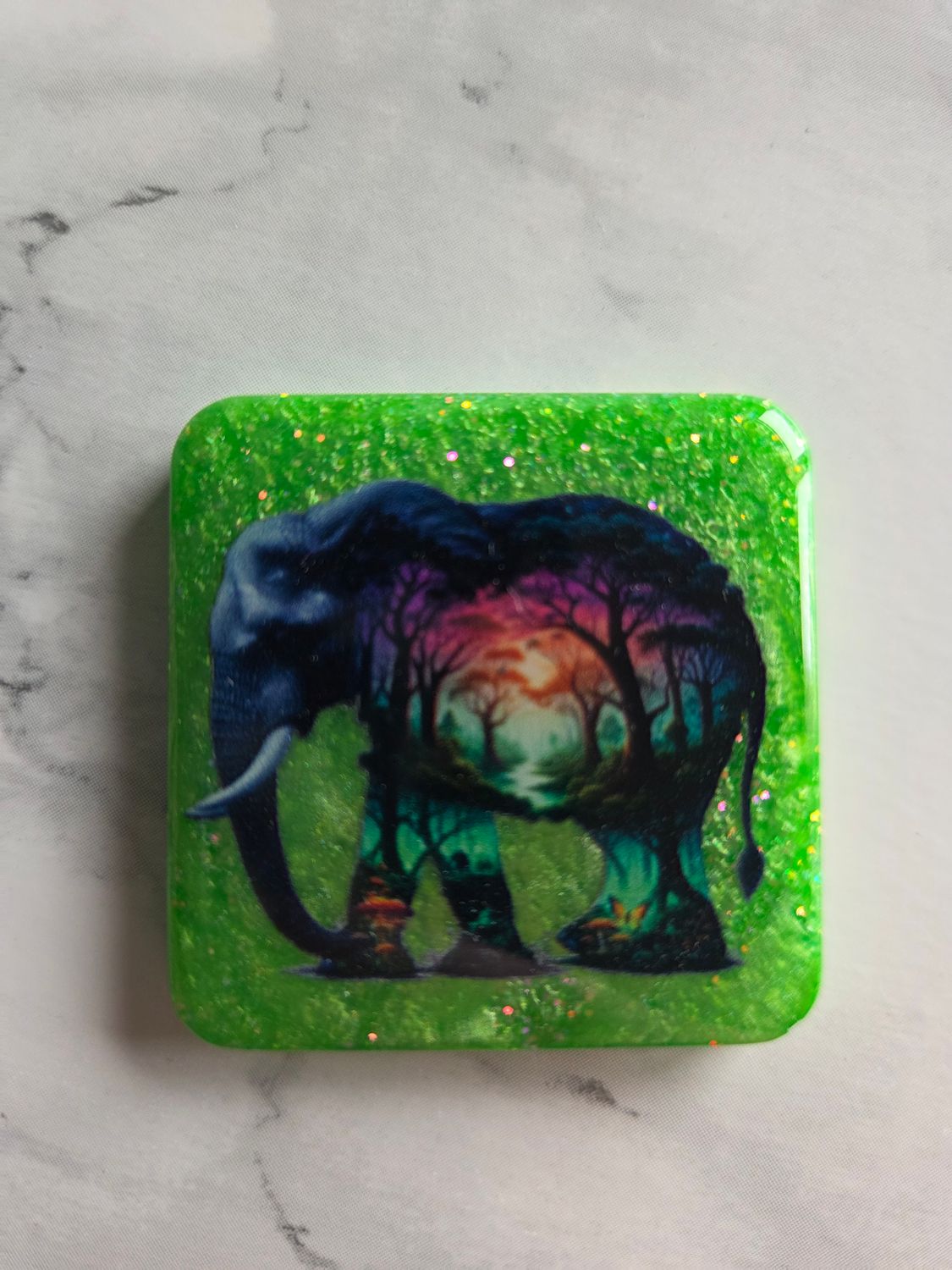 Magnet carré éléphant paysage