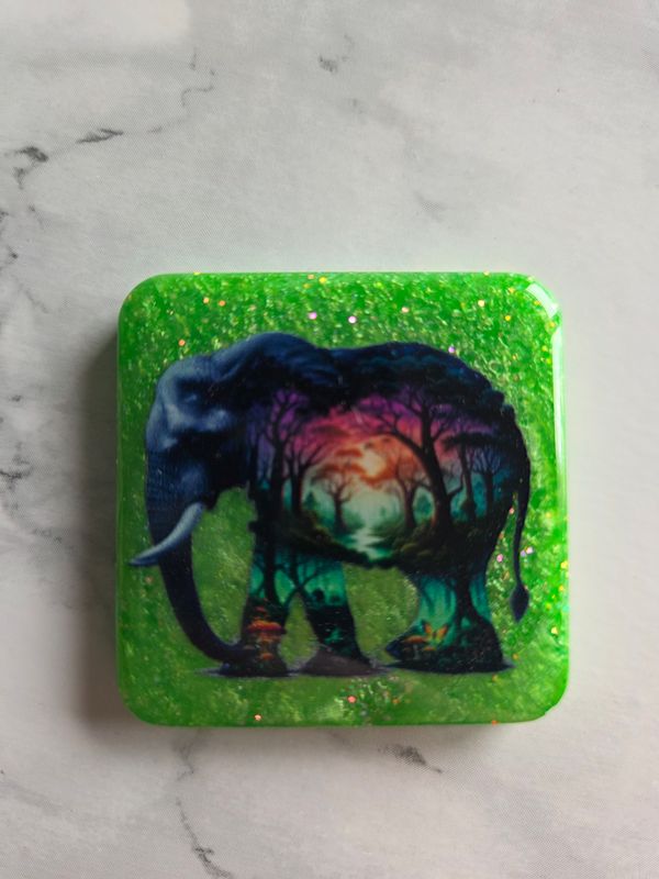 Magnet carré éléphant paysage