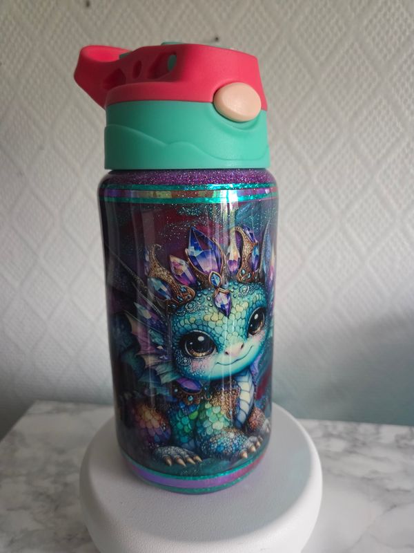 Tumbler enfant isotherme fuschia/vert pastel dragons