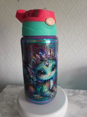 Tumbler enfant isotherme fuschia/vert pastel dragons