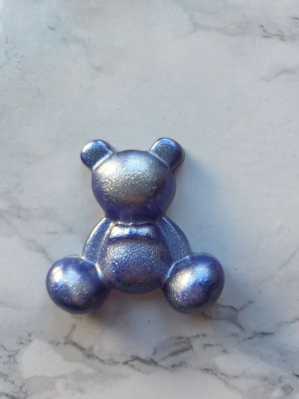 Ourson assis marbré bleu nuit argent