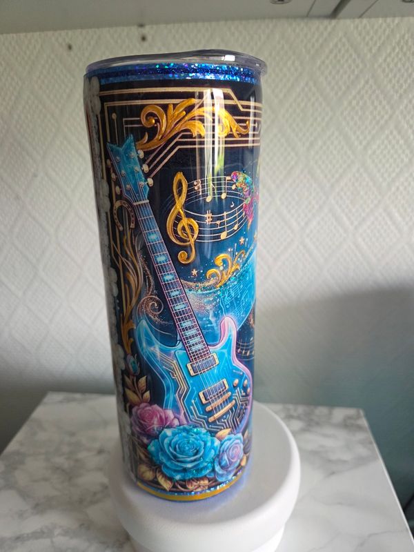 Tumbler 20oz Musique en bleu et or