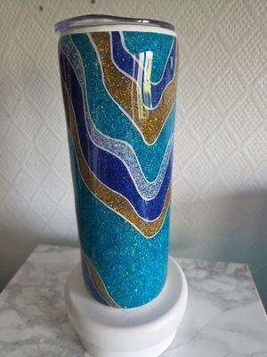 N°19 Tumbler 20oz Geode pailleté bleu et or N°19 Tumbler 20oz Geode pailleté bleu et or