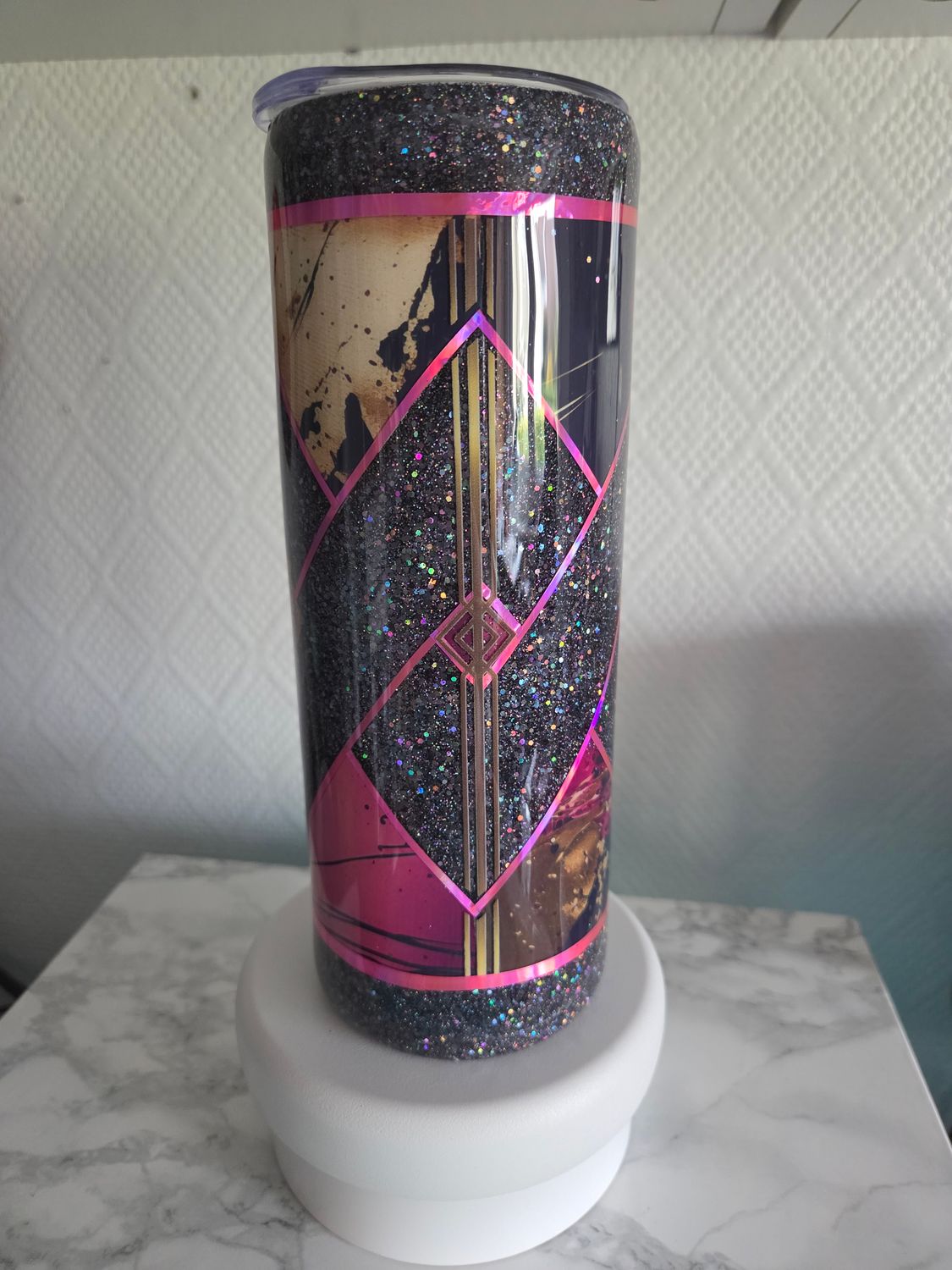 Tumbler 20oz Black pink entrelacé