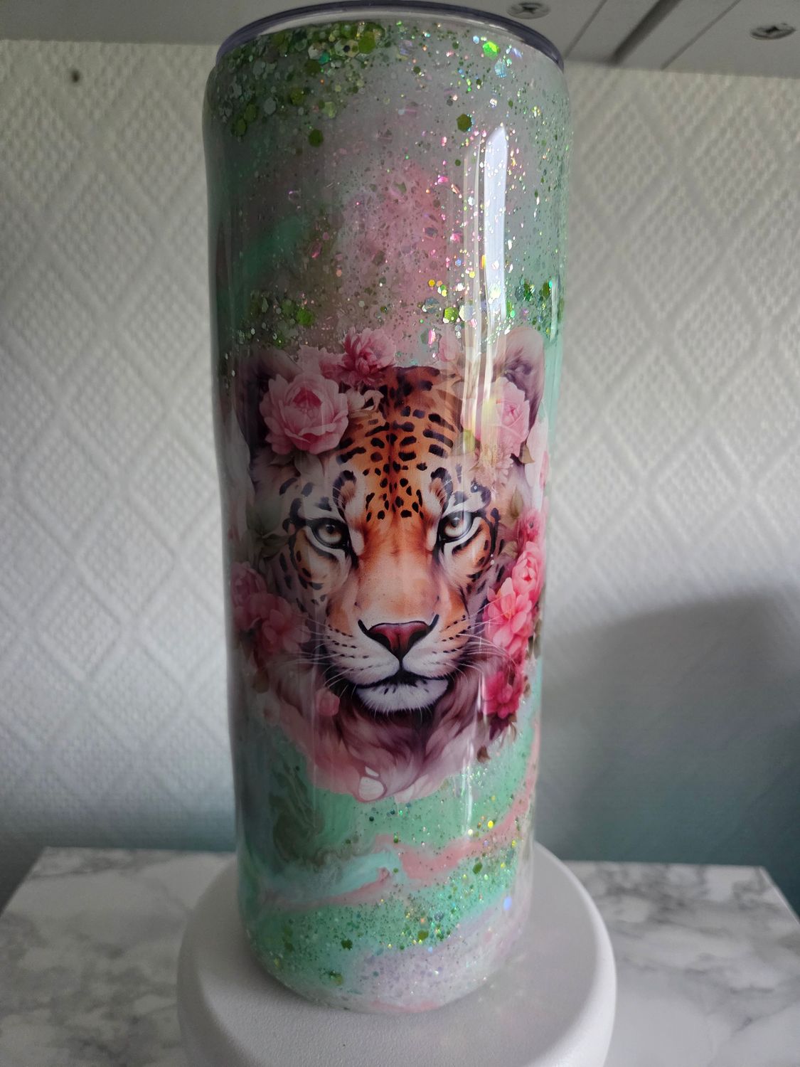 Tumbler 20oz Féline pastel pailleté
