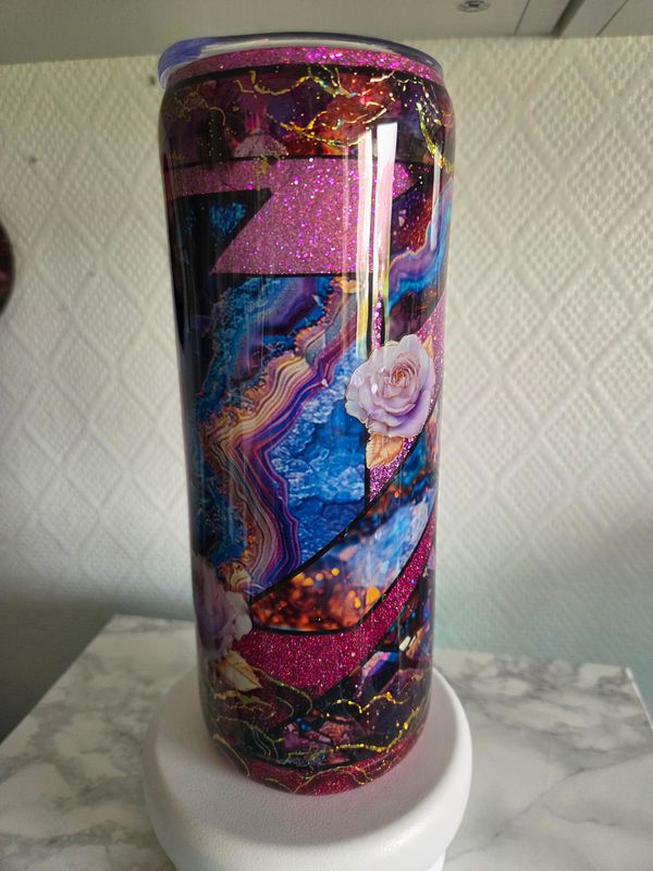 Tumbler 20oz Mix media geode pink violet